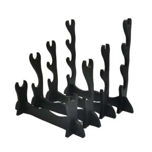 Badao Sword Black Lacquered Deluxe Table Stand for Katana or Wakizashi Swords MDF 1-3 Layer