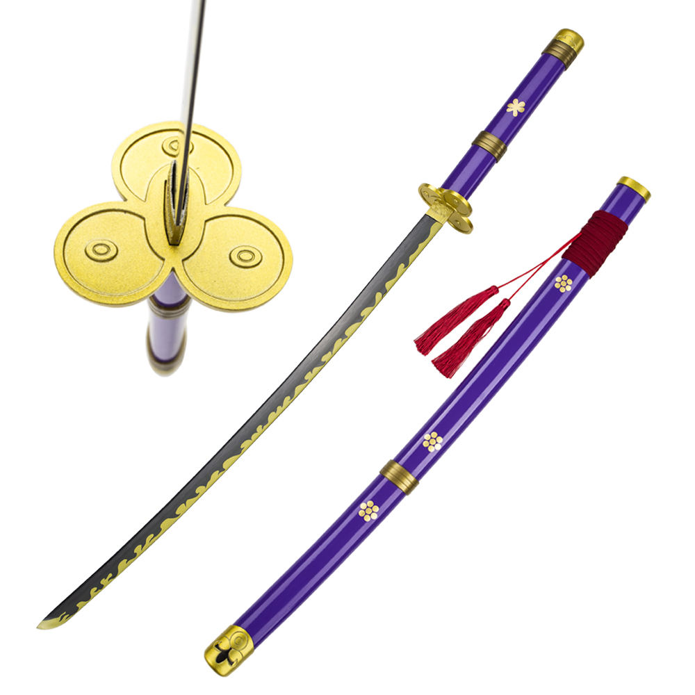 103cm One Piece Samurai Katana Replica Roronoa Zoro Purple Enma Sword for Cosplay Prop