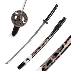 Customizable OEM 102cm Black Handmade Japanese Traditional Weapon Dragon Samurai Katana Real Sword Sale