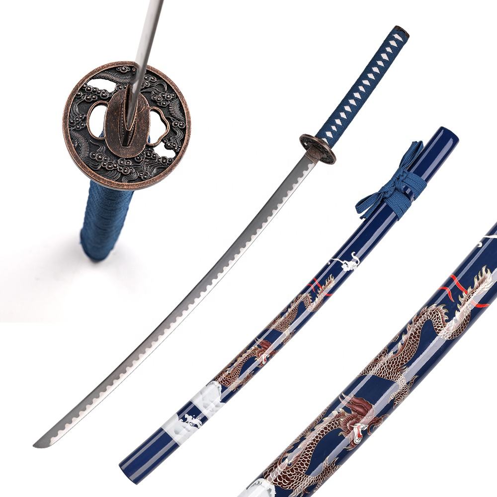 Factory Outlet 102cm Japanese Traditional Weapon Dragon Real Samurai Sword Katana with Wood Sheath