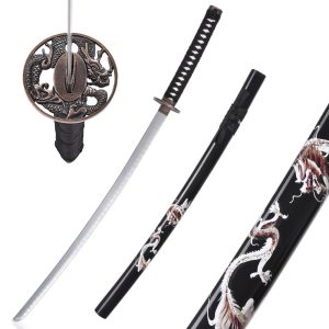 Handmade Weapon Replica Black Water Dragon Katana Sword Carbon Steel Real Japanese Samurai Metal